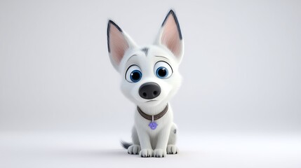 Obraz premium 3d cartoon character dog white background