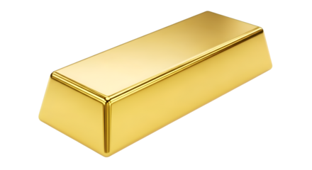 Shiny gold bar isolated on transparent background