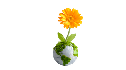 Eco symbol flower growing on white background 