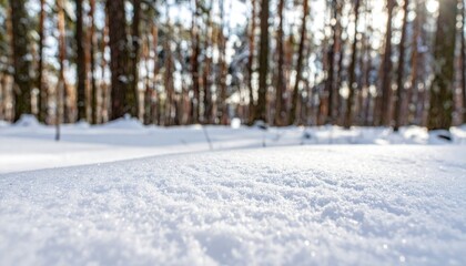 Fototapeta premium Tranquil Winter Landscape with Fresh Snow in a Forest Setting