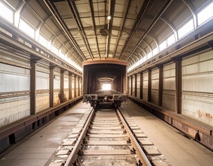 Obraz premium railway goods wagon inside what appears to be a manufacture