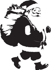 Santa Claus carrying gift bag Christmas presents