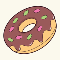 A delicious chocolate donut with colorful sprinkles isolated on white background, a sweet treat for everyone