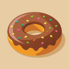 A yummy chocolate donut with colorful sprinkles, a sweet treat to enjoy any time of day