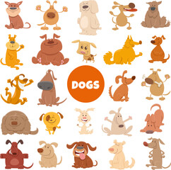 funny cartoon dogs and puppies animal characters big set