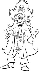 funny cartoon pirate captain comic character coloring page