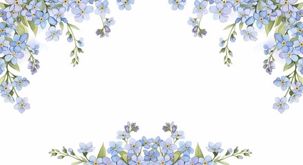 Gentle forget-me-nots frame a peaceful space, perfect for wedding invitations or heartfelt messages, adding a touch of delicate beauty