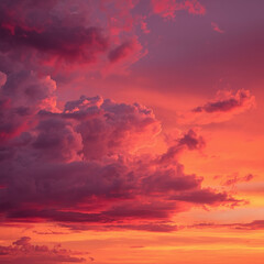 Vibrant Magenta Sunset Sky Illuminated With Soft Clouds and Orange Horizon Creating Dramatic Scene