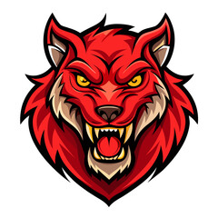 Aggressive Red Beast Icon with Curved Vector Lines