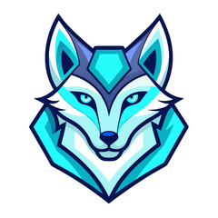Fototapeta premium Minimal Arctic Fox with Neon Blue Highlights and Simplified Shape