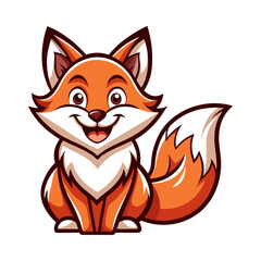 Obraz premium Cartoon Fox Duo Logo with Smiling and Neutral Expressions, Clean Vector Lines, and Layered Fur Details