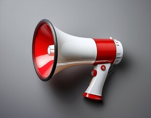 sleek red and white megaphone on a neutral gray background showcasing a modern and minimalistic design