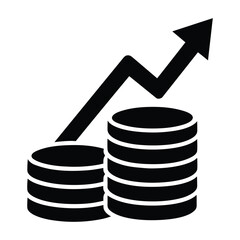 Coins Stack with Upward Arrow Business Icon Vector
