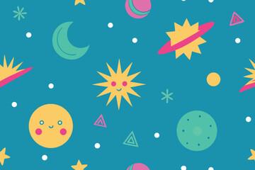 Fototapeta premium Whimsical seamless pattern design with colorful elements