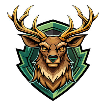 Stylized Stag with Bold Antlers in Gradient Tribal Crest