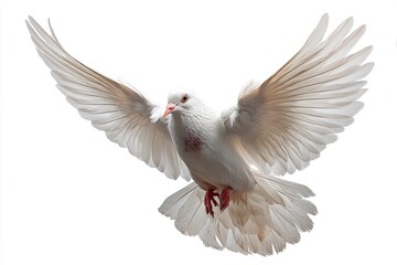 Obraz premium White dove in flight against white background (3)