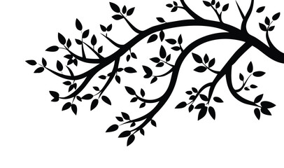 tree branches silhouette isolated on white background