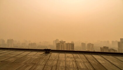 Obraz premium Urban Landscape Obscured by Haze in Overcast Sky at Dawn
