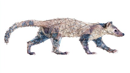 Naklejka premium 3D art an animal rendered in polygons and lines against white background