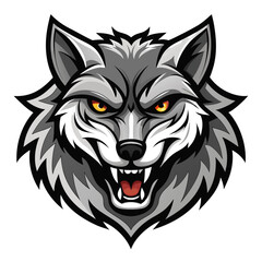 Fototapeta premium Grayscale Snarling Wolf Logo with Aggressive Shadows