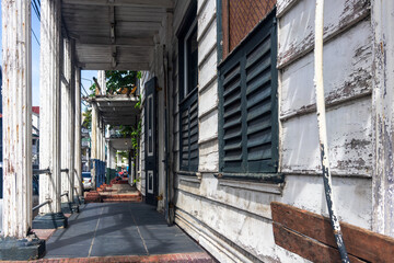 Paramaribo, the capital and largest city of Suriname. The old Dutch colonial wooden architecture...