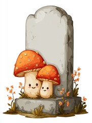 Fototapeta premium halloween mushrooms in the grass