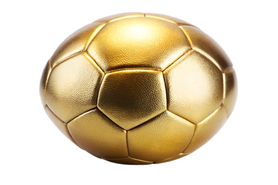 A golden soccer ball isolated on transparent background, a symbol of victory and achievement in the world of sports and competition