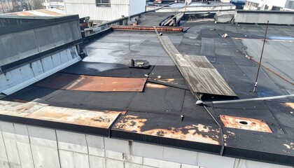 Urban Roof with Weathered Surface and Exposed Materials in Detail