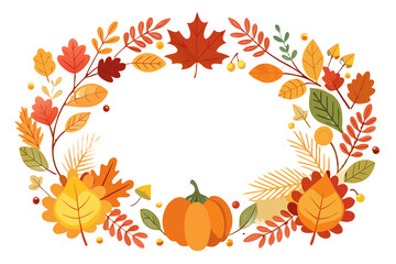 Naklejka premium autumn background with pumpkins leaves