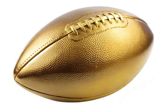 A golden american football isolated on transparent background, representing the pinnacle of achievement and success in the sport