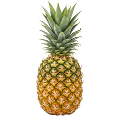 Fototapeta premium Fresh whole pineapple with green leaves isolated on a for healthy eating transparent background