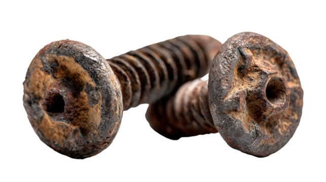 Rusty screws close up macro photography dark background
