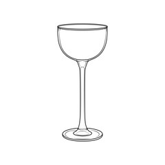 Minimalistic illustration of elegant cocktail glass. Stylish vector outline for drinks, bar menus, holidays, canteens and restaurants.