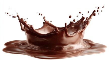 Dark chocolate splash on white background