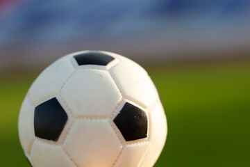 Close-up of a soccer ball.