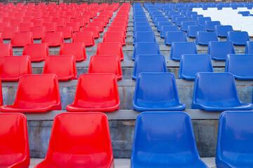 Rows of stadium seats