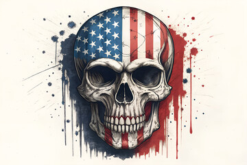 Patriotic human skull with the American flag painted on its surface, a powerful and edgy symbol of American pride, rebellion, and patriotism.
Generative Ai.
