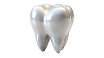 Closeup of a single molar tooth isolated on transparent background, showcasing its anatomy, enamel, and dental hygiene for healthcare and dentistry purposes