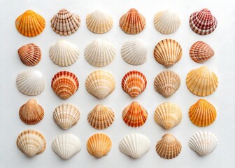 Flat Lay Seashells Arranged in Minimal Pattern