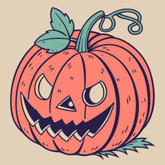 Spooky halloween jack o lantern with a creepy grin