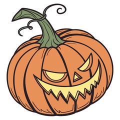 Spooky jack o lantern with a wicked grin