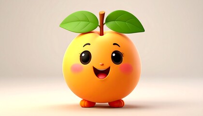 Cute cartoon apricot with happy expression