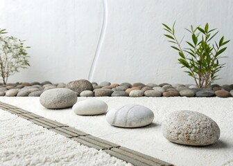 Minimal Flat Background with Stone Arrangement