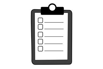 Checklist on clipboard. Hands ticking, marking checkmark on paper check-list. Filling questionnaire, survey form, document, choosing option. Flat illustration isolated on white background
