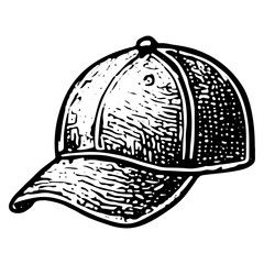 Vintage Baseball Cap Illustration - Retro Sports Hat Gear Art