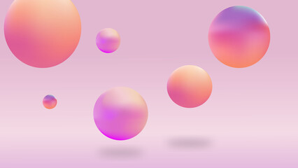 Colorful 3D Gradient Spheres Floating on Soft Pink Background
