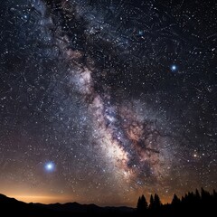 Beautiful milky way galaxy in the night sky