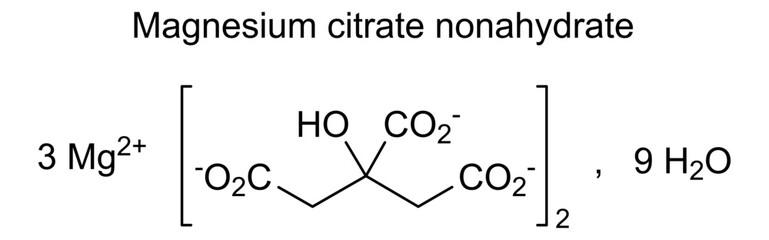Chemical structure of magnesium citrate nonahydrate, drug substance