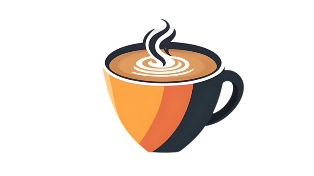 Stylish flat design coffee cup icon with warm steam wisps a cozy beverage symbol