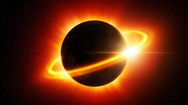 A spectacular total solar eclipse illuminates the sky with a brilliant corona and chromosphere, casting a shadow on the moon